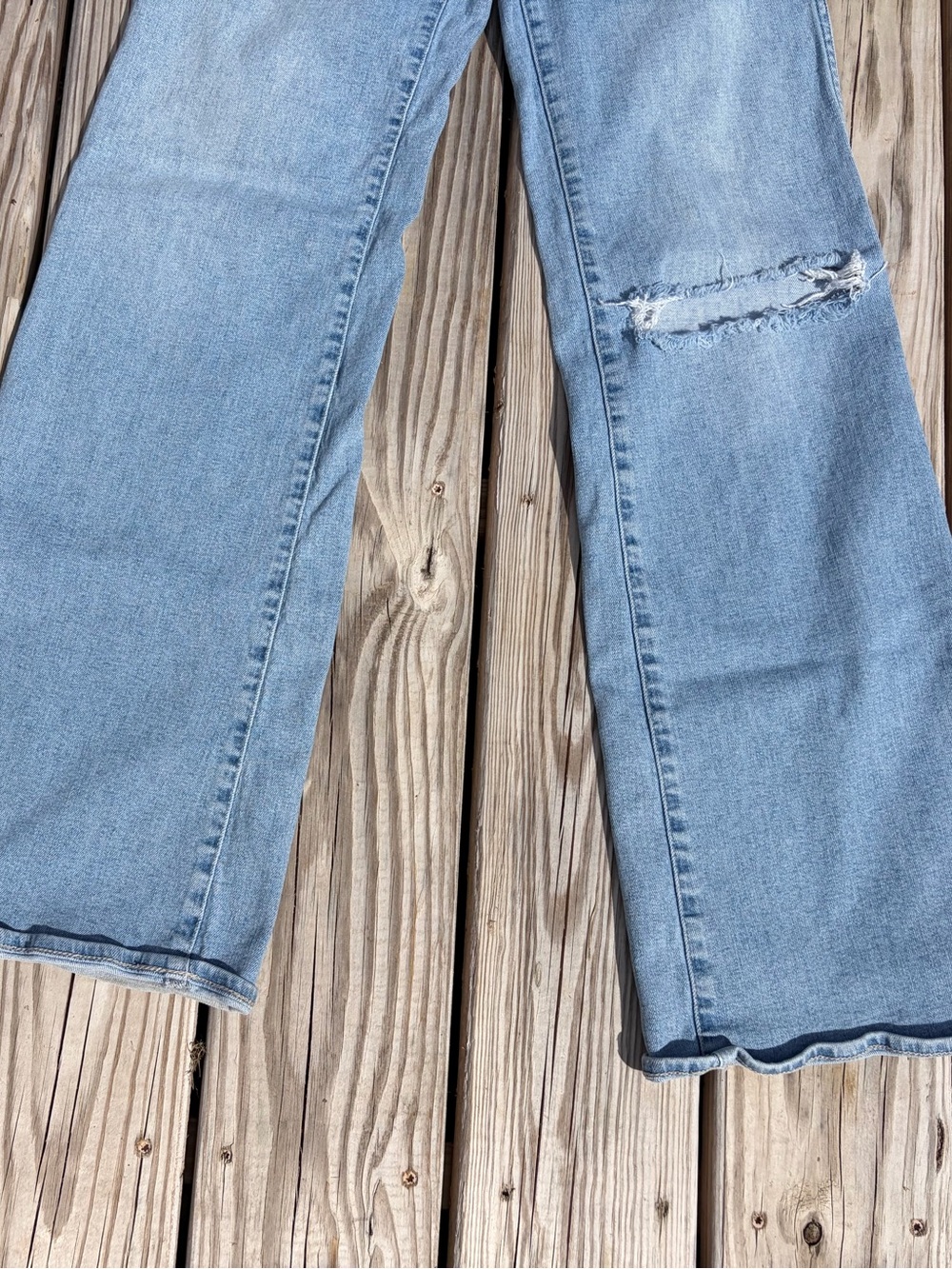 Madewell 11" High Rise Flare Jeans Light Wash Distressed‎ 20% Hemp Size 27 - Picture 8 of 14